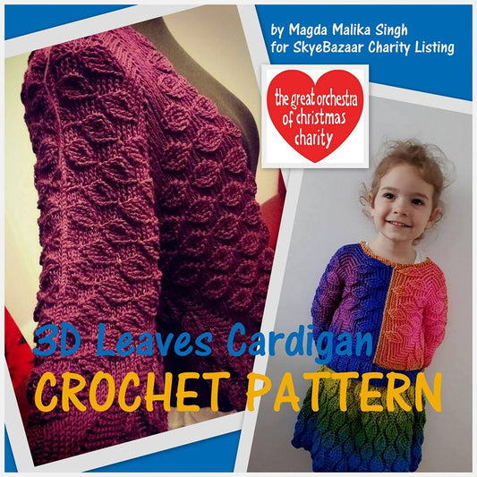 3D LEAVES Cardigan Crochet Pattern